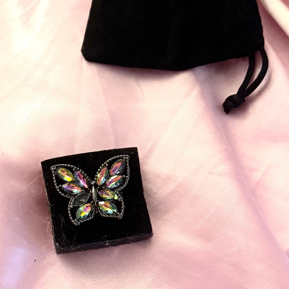 Colorful  Sparkle Butterfly Ring  - Love Butterfly Shimmering Ring Stretchy